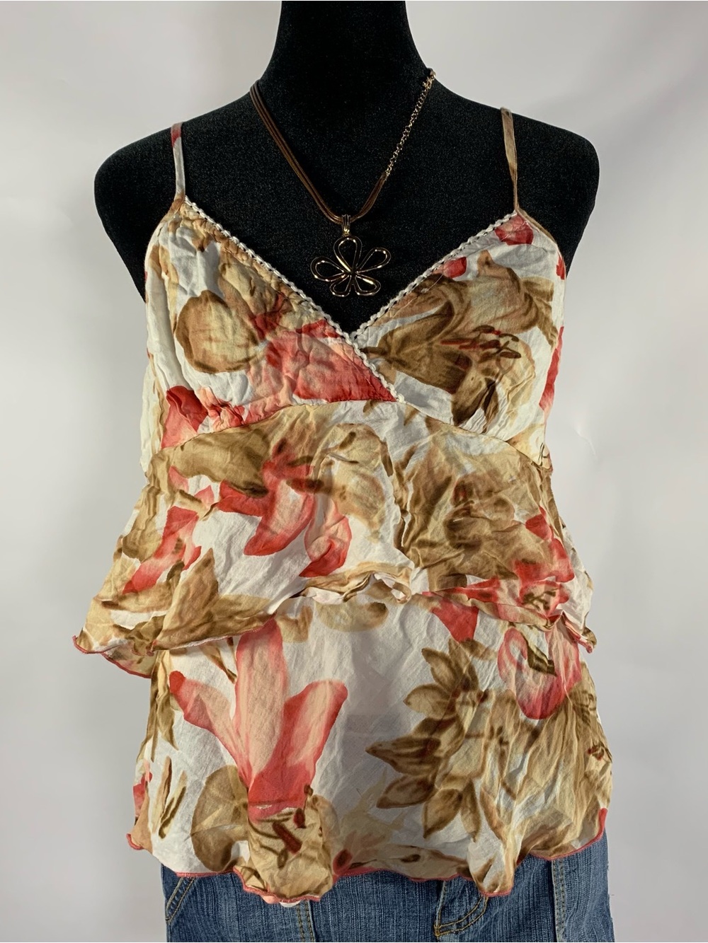Y2K Speechless Floral Ruffle Cami Top M Coquette Fairycore